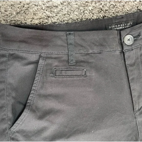 Aeropostale Black Shorts skinny cotton stretch women’s size 10 Long - Picture 5 of 13